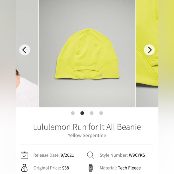 NWT Lululemon Run for It All Beanie Yellow Serpentine $38 original price - Picture 7 of 7